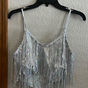 Silver Fringe Camisole Top